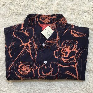 GUESS Men's Abstract Printed Shirt Button Down Short Sleeve Collared Stretchy XL